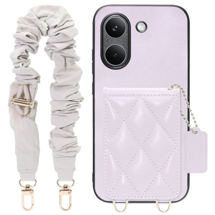 [ LOOF SWEET-SHELL SHUSHU ] POCO X8 Pro Xiaomi シャオミ スマホケース キルティング加工のカードケース付き シュシュストラップ付き マグネット内蔵 カード収納 本革 パステルカラー [ POCO X8 Pro ]