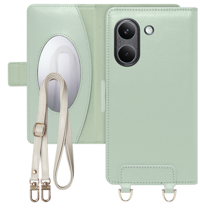 [ LOOF SWEET MIRROR ] POCO X8 Pro Xiaomi シャオミ スマホケース  ショルダー付き手帳型スマホケース ミラー付き カードポケット 本革 [ POCO X8 Pro ]