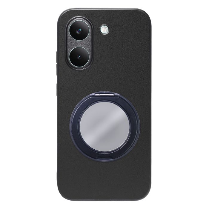 [ LOOF RING-SHELL (ミラー Ver.) ] POCO X8 Pro Xiaomi シャオミ スマホケース 背面 ケース カバー ミラー付きスマホリング スタンド 本革 レザー 落下防止  [ POCO X8 Pro ]
