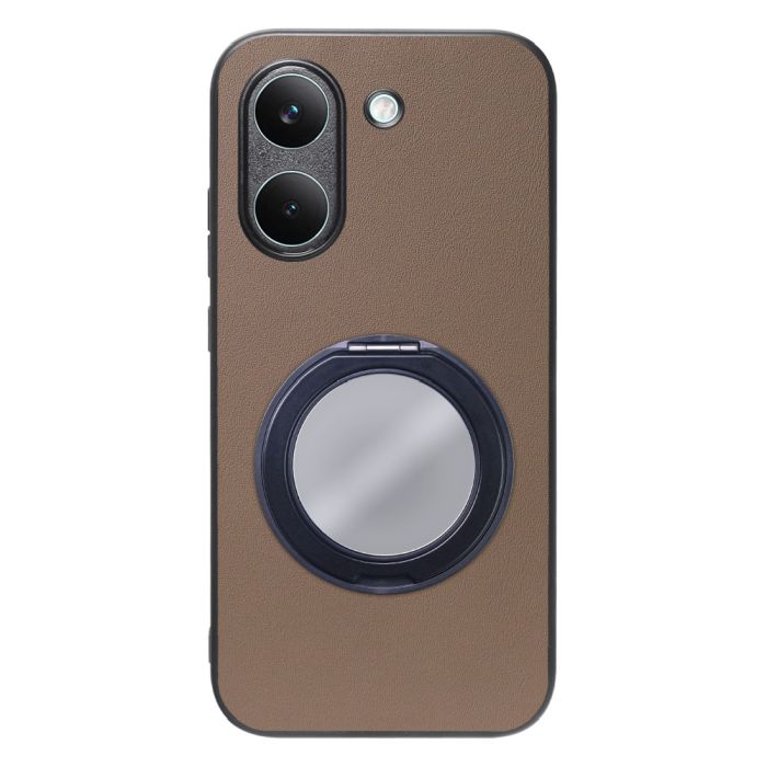 [ LOOF RING-SHELL (ミラー Ver.) ] POCO X8 Pro Xiaomi シャオミ スマホケース 背面 ケース カバー ミラー付きスマホリング スタンド 本革 レザー 落下防止  [ POCO X8 Pro ]