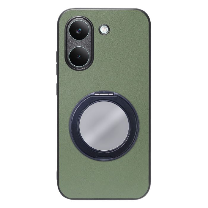 [ LOOF RING-SHELL (ミラー Ver.) ] POCO X8 Pro Xiaomi シャオミ スマホケース 背面 ケース カバー ミラー付きスマホリング スタンド 本革 レザー 落下防止  [ POCO X8 Pro ]