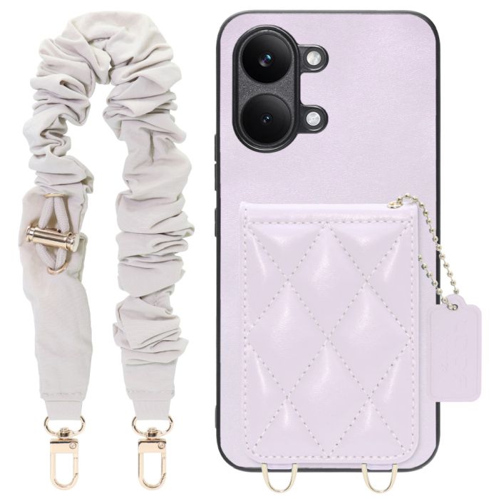 [ LOOF SWEET-SHELL SHUSHU ] POCO X8 Pro Max Xiaomi シャオミ スマホケース キルティング加工のカードケース付き シュシュストラップ付き マグネット内蔵 カード収納 本革 パステルカラー [ POCO X8 Pro Max ]