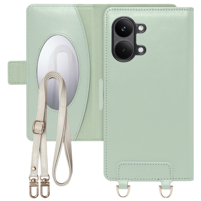 [ LOOF SWEET MIRROR ] POCO X8 Pro Max Xiaomi シャオミ スマホケース  ショルダー付き手帳型スマホケース ミラー付き カードポケット 本革 [ POCO X8 Pro Max ]