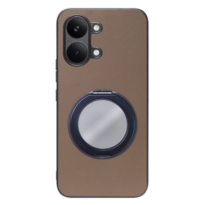 [ LOOF RING-SHELL (ミラー Ver.) ] POCO X8 Pro Max Xiaomi シャオミ スマホケース 背面 ケース カバー ミラー付きスマホリング スタンド 本革 レザー 落下防止  [ POCO X8 Pro Max ]