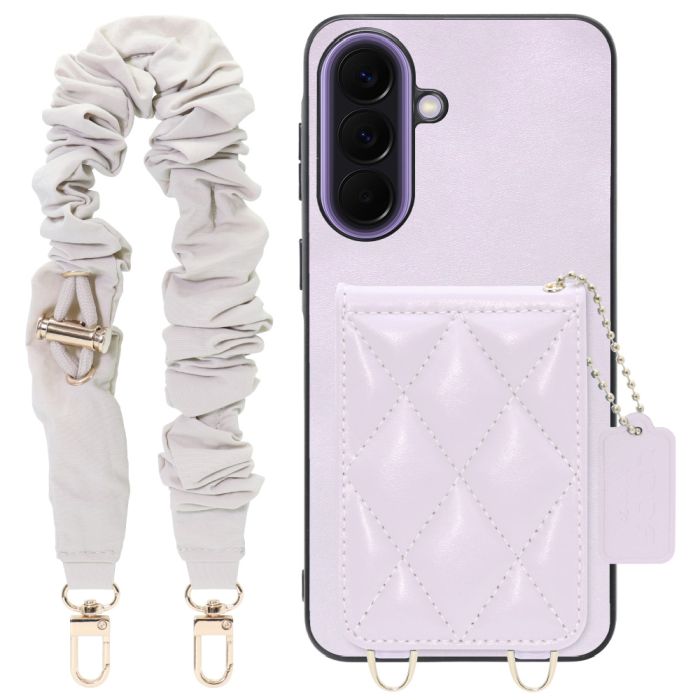 [ LOOF SWEET-SHELL SHUSHU ] Galaxy A57 5G SC-54G SCG39 SM-A576Z SM-A576C スマホケース キルティング加工のカードケース付き シュシュストラップ付き マグネット内蔵 カード収納 本革 パステルカラー [ Galaxy A57 5G ]