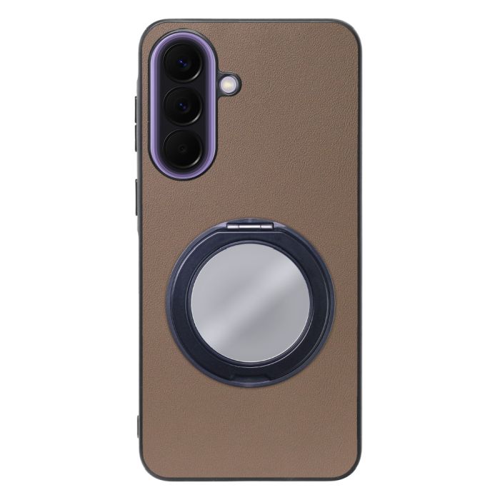 [ LOOF RING-SHELL (ミラー Ver.) ] Galaxy A57 5G SC-54G SCG39 SM-A576Z SM-A576C スマホケース 背面 ケース カバー ミラー付きスマホリング スタンド 本革 レザー 落下防止  [ Galaxy A57 5G ]