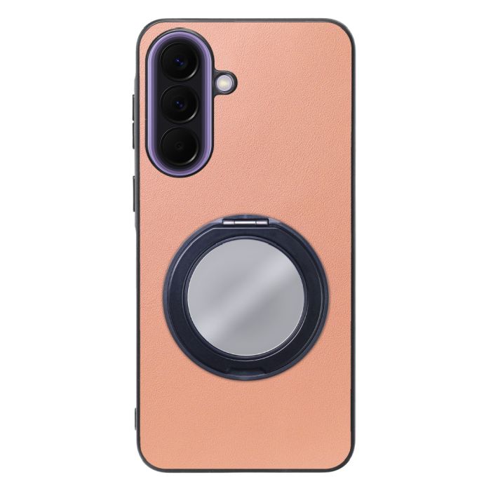 [ LOOF RING-SHELL (ミラー Ver.) ] Galaxy A57 5G SC-54G SCG39 SM-A576Z SM-A576C スマホケース 背面 ケース カバー ミラー付きスマホリング スタンド 本革 レザー 落下防止  [ Galaxy A57 5G ]