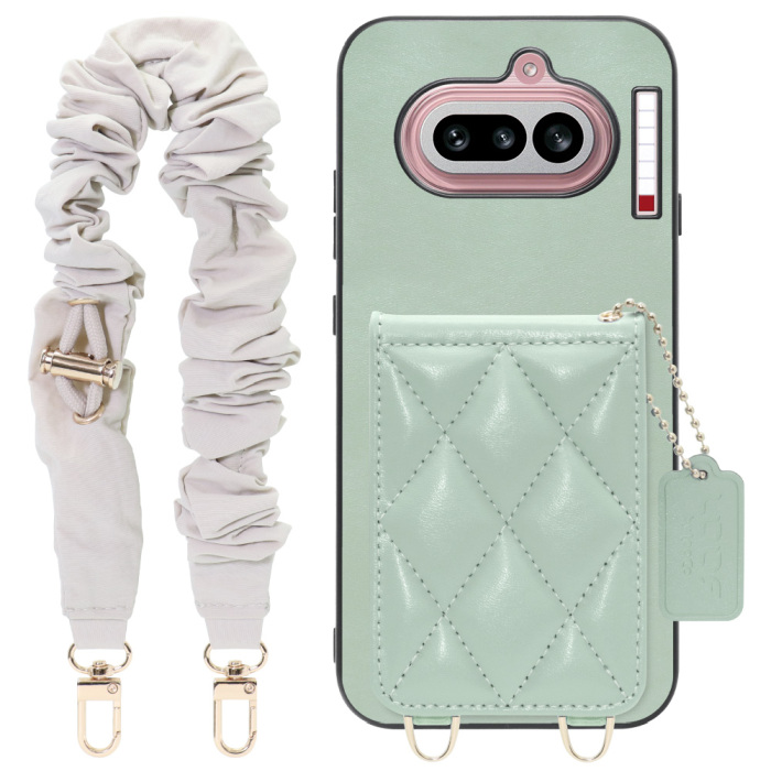 [ LOOF SWEET-SHELL SHUSHU ] Nothing Phone (4a) A069 スマホケース キルティング加工のカードケース付き シュシュストラップ付き マグネット内蔵 カード収納 本革 パステルカラー [ Nothing Phone (4a) ]