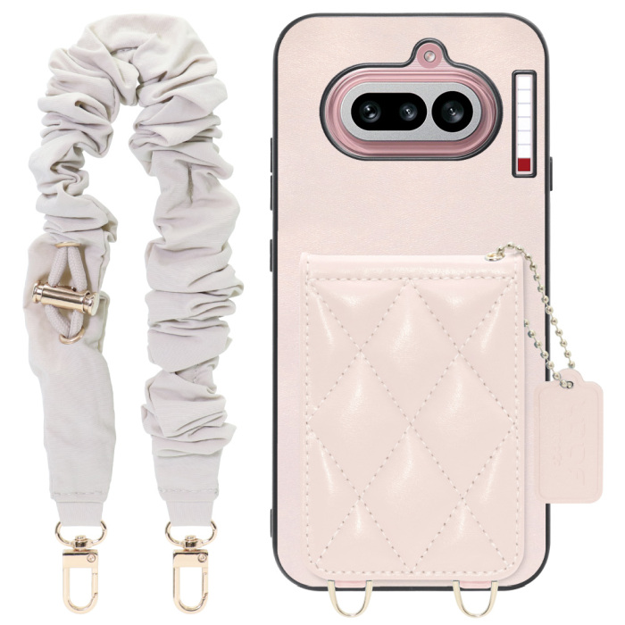 [ LOOF SWEET-SHELL SHUSHU ] Nothing Phone (4a) A069 スマホケース キルティング加工のカードケース付き シュシュストラップ付き マグネット内蔵 カード収納 本革 パステルカラー [ Nothing Phone (4a) ]