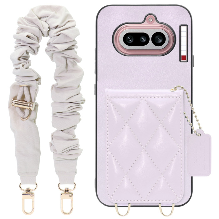 [ LOOF SWEET-SHELL SHUSHU ] Nothing Phone (4a) A069 スマホケース キルティング加工のカードケース付き シュシュストラップ付き マグネット内蔵 カード収納 本革 パステルカラー [ Nothing Phone (4a) ]