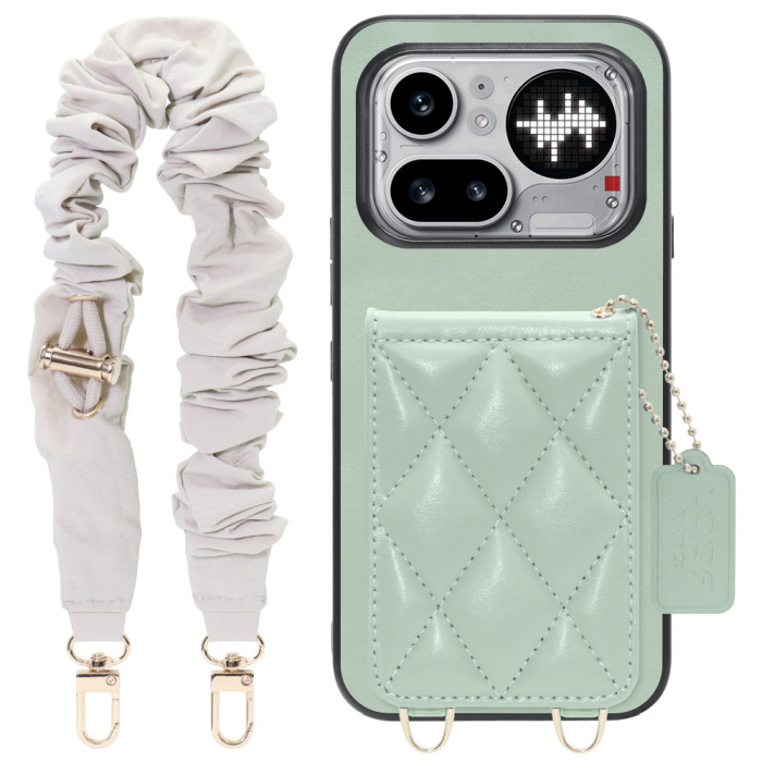 [ LOOF SWEET-SHELL SHUSHU ] Nothing Phone (4a) Pro A069P スマホケース キルティング加工のカードケース付き シュシュストラップ付き マグネット内蔵 カード収納 本革 パステルカラー [ Nothing Phone (4a) Pro ]