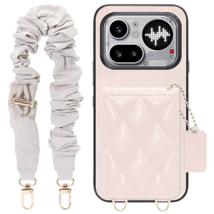 [ LOOF SWEET-SHELL SHUSHU ] Nothing Phone (4a) Pro A069P スマホケース キルティング加工のカードケース付き シュシュストラップ付き マグネット内蔵 カード収納 本革 パステルカラー [ Nothing Phone (4a) Pro ]