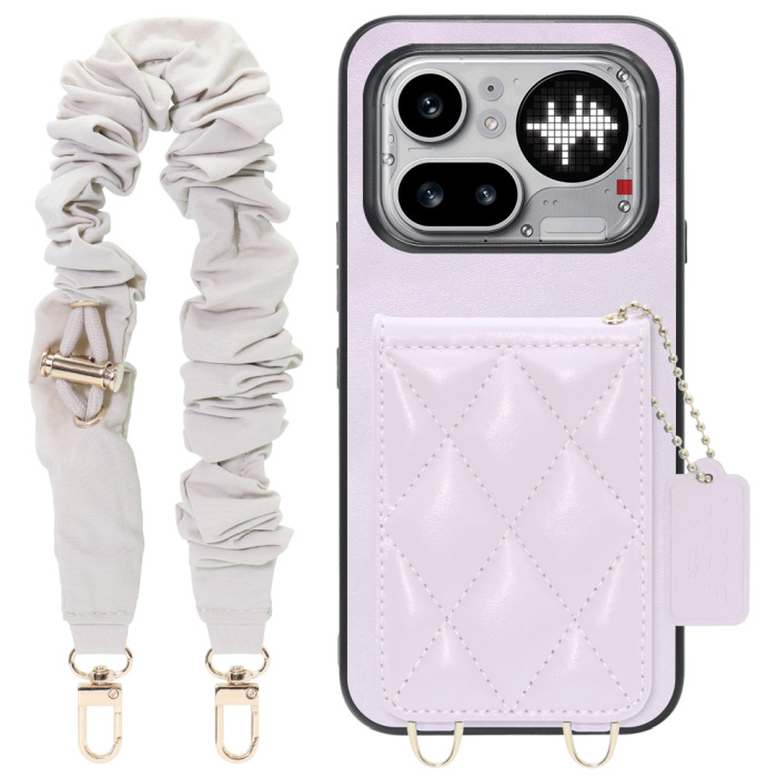 [ LOOF SWEET-SHELL SHUSHU ] Nothing Phone (4a) Pro A069P スマホケース キルティング加工のカードケース付き シュシュストラップ付き マグネット内蔵 カード収納 本革 パステルカラー [ Nothing Phone (4a) Pro ]