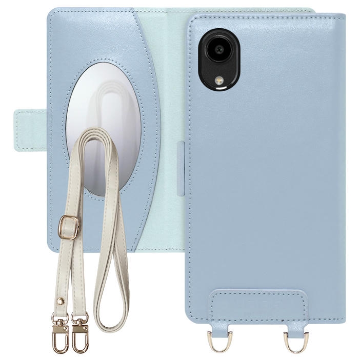 [ LOOF SWEET MIRROR ] DIGNO SX5 KC-S306 スマホケース  ショルダー付き手帳型スマホケース ミラー付き カードポケット 本革 [ DIGNO SX5 ]