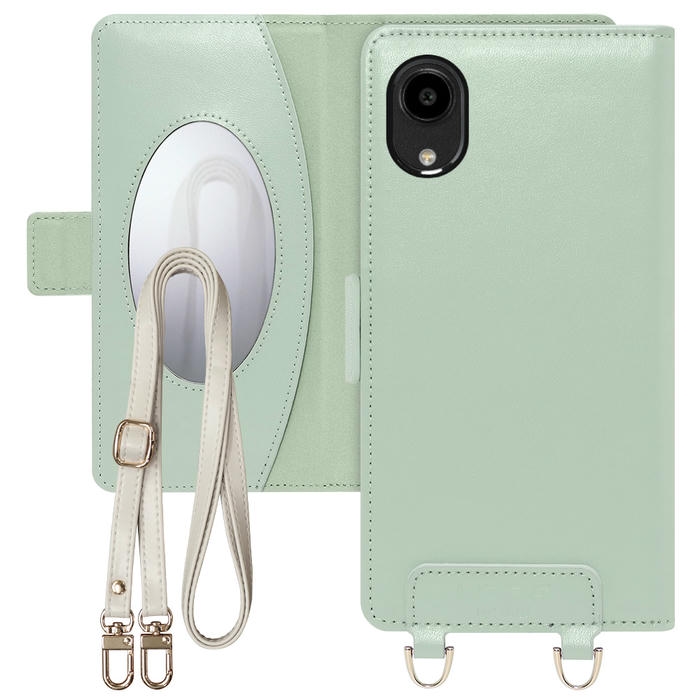 [ LOOF SWEET MIRROR ] DIGNO SX5 KC-S306 スマホケース  ショルダー付き手帳型スマホケース ミラー付き カードポケット 本革 [ DIGNO SX5 ]