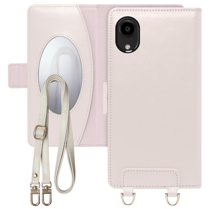 [ LOOF SWEET MIRROR ] DIGNO SX5 KC-S306 スマホケース  ショルダー付き手帳型スマホケース ミラー付き カードポケット 本革 [ DIGNO SX5 ]