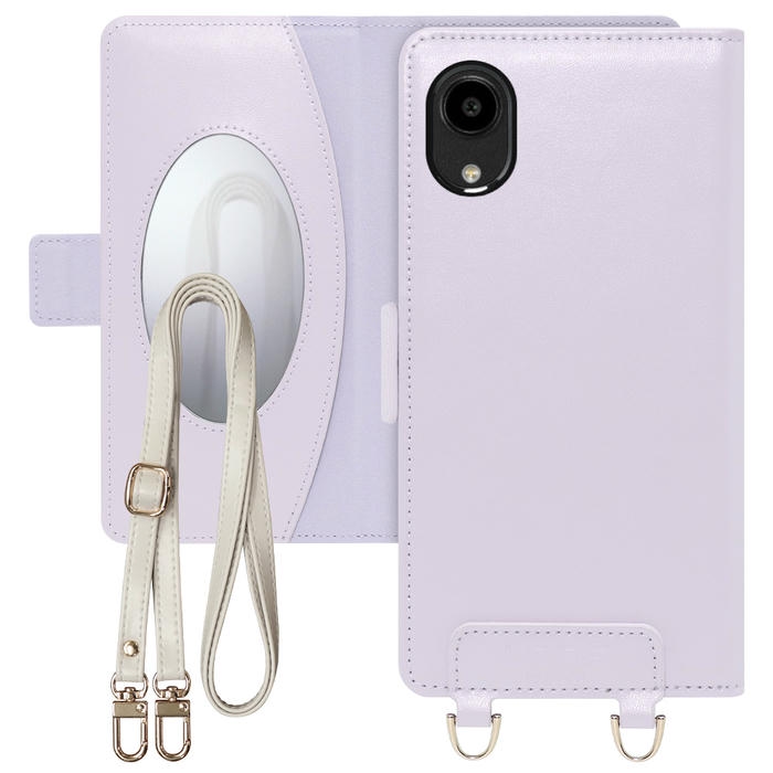 [ LOOF SWEET MIRROR ] DIGNO SX5 KC-S306 スマホケース  ショルダー付き手帳型スマホケース ミラー付き カードポケット 本革 [ DIGNO SX5 ]