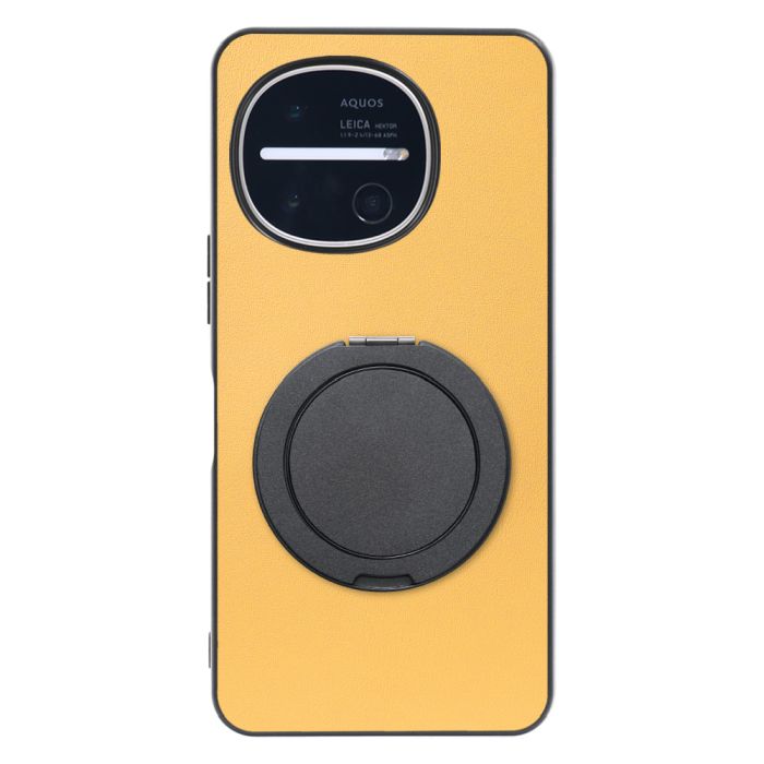 [ LOOF RING-SHELL (シンプル Ver.) ] AQUOS R11 SH-51G SH-M35 スマホケース 背面 ケース カバー ハードケース スマホリング リング付き 本革 ストラップホール [ AQUOS R11 ]