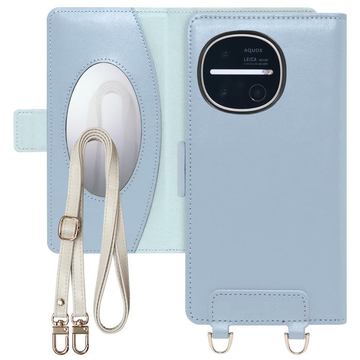 [ LOOF SWEET MIRROR ] AQUOS R11 SH-51G SH-M35 スマホケース  ショルダー付き手帳型スマホケース ミラー付き カードポケット 本革 [ AQUOS R11 ]