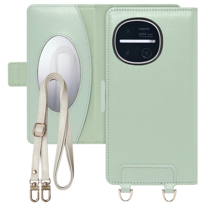 [ LOOF SWEET MIRROR ] AQUOS R11 SH-51G SH-M35 スマホケース  ショルダー付き手帳型スマホケース ミラー付き カードポケット 本革 [ AQUOS R11 ]
