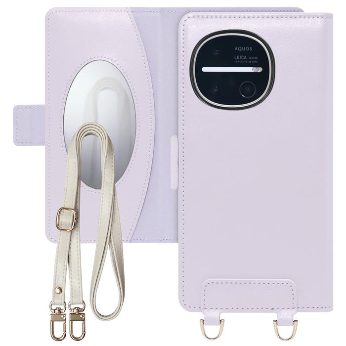 [ LOOF SWEET MIRROR ] AQUOS R11 SH-51G SH-M35 スマホケース  ショルダー付き手帳型スマホケース ミラー付き カードポケット 本革 [ AQUOS R11 ]
