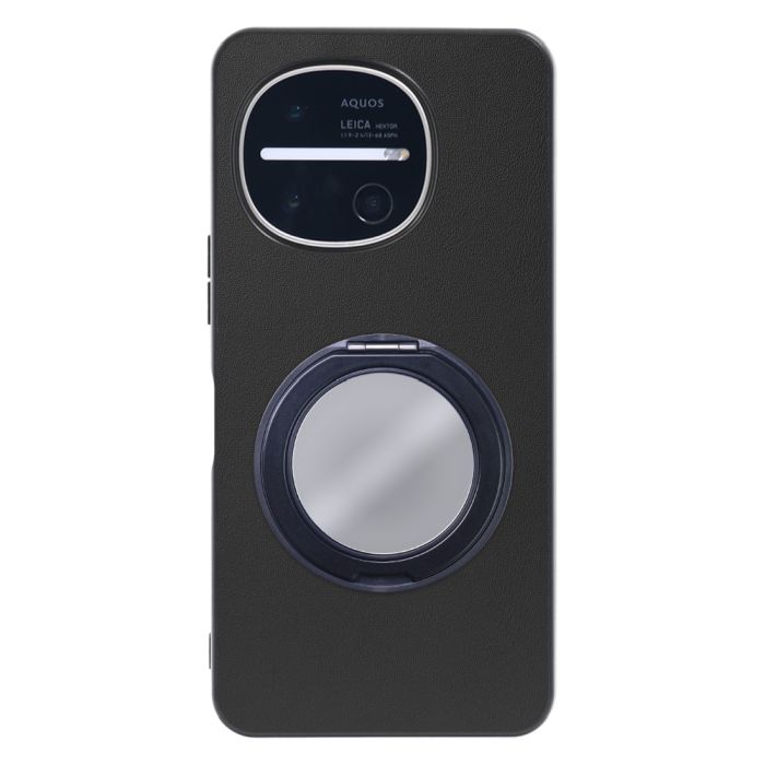 [ LOOF RING-SHELL (ミラー Ver.) ] AQUOS R11 SH-51G SH-M35 スマホケース 背面 ケース カバー ミラー付きスマホリング スタンド 本革 レザー 落下防止  [ AQUOS R11 ]