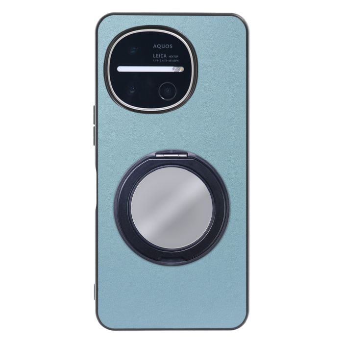 [ LOOF RING-SHELL (ミラー Ver.) ] AQUOS R11 SH-51G SH-M35 スマホケース 背面 ケース カバー ミラー付きスマホリング スタンド 本革 レザー 落下防止  [ AQUOS R11 ]