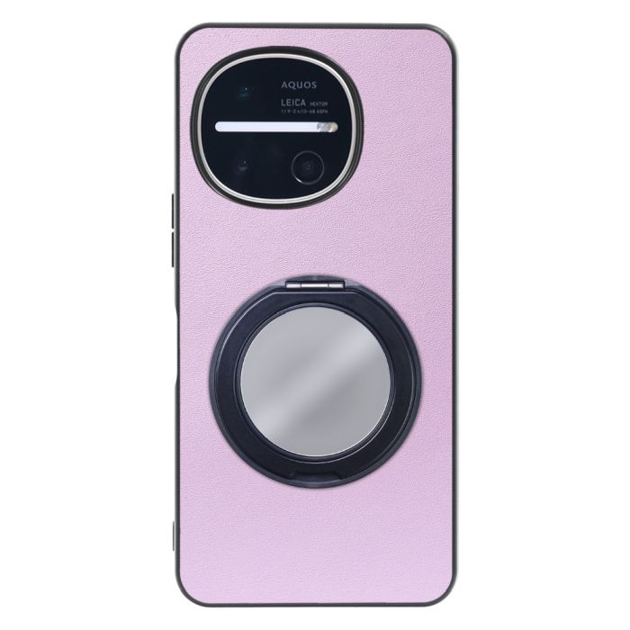 [ LOOF RING-SHELL (ミラー Ver.) ] AQUOS R11 SH-51G SH-M35 スマホケース 背面 ケース カバー ミラー付きスマホリング スタンド 本革 レザー 落下防止  [ AQUOS R11 ]