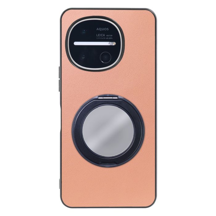 [ LOOF RING-SHELL (ミラー Ver.) ] AQUOS R11 SH-51G SH-M35 スマホケース 背面 ケース カバー ミラー付きスマホリング スタンド 本革 レザー 落下防止  [ AQUOS R11 ]