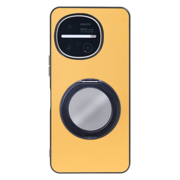 [ LOOF RING-SHELL (ミラー Ver.) ] AQUOS R11 SH-51G SH-M35 スマホケース 背面 ケース カバー ミラー付きスマホリング スタンド 本革 レザー 落下防止  [ AQUOS R11 ]
