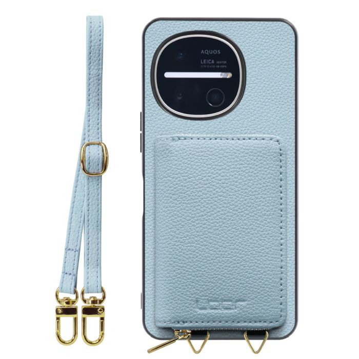 [ LOOF LUXURY-SHELL POUCH ] AQUOS R11 SH-51G SH-M35 ケース ショルダー スマホショルダー 背面 収納 ポーチ付き カバー スマホケース ストラップ 本革 [ AQUOS R11 ]