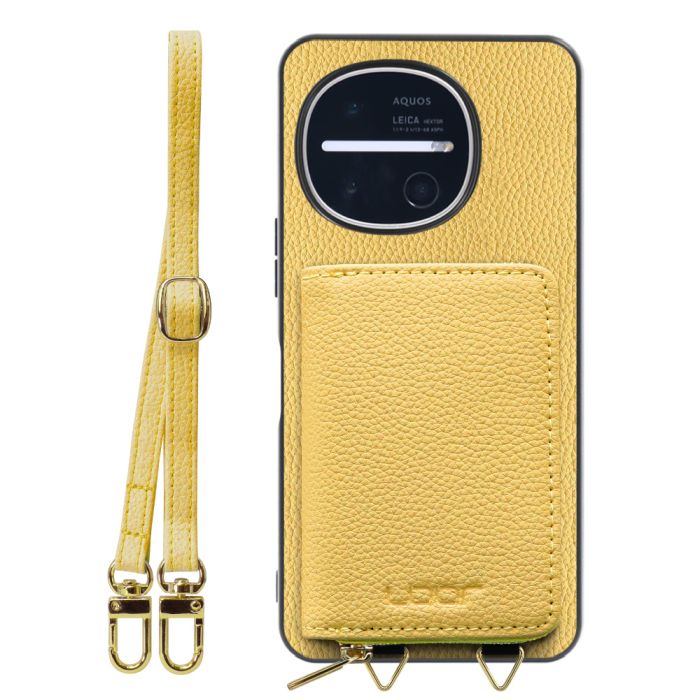 [ LOOF LUXURY-SHELL POUCH ] AQUOS R11 SH-51G SH-M35 ケース ショルダー スマホショルダー 背面 収納 ポーチ付き カバー スマホケース ストラップ 本革 [ AQUOS R11 ]