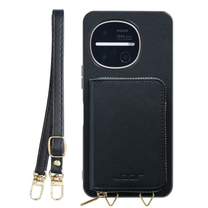 [ LOOF CASUAL-SHELL POUCH ] AQUOS R11 SH-51G SH-M35 ケース ショルダー スマホショルダー 背面 収納 ポーチ付き カバー スマホケース ストラップ レザー [ AQUOS R11 ]