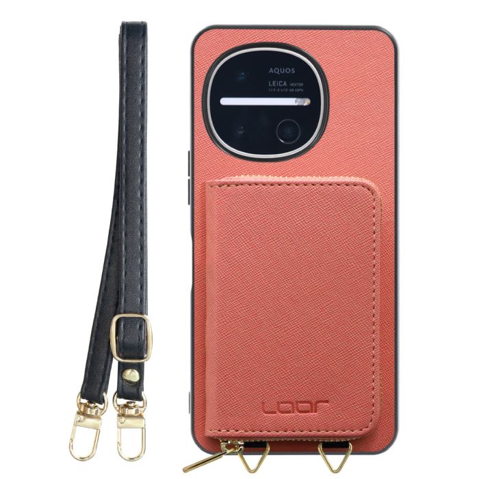 [ LOOF CASUAL-SHELL POUCH ] AQUOS R11 SH-51G SH-M35 ケース ショルダー スマホショルダー 背面 収納 ポーチ付き カバー スマホケース ストラップ レザー [ AQUOS R11 ]