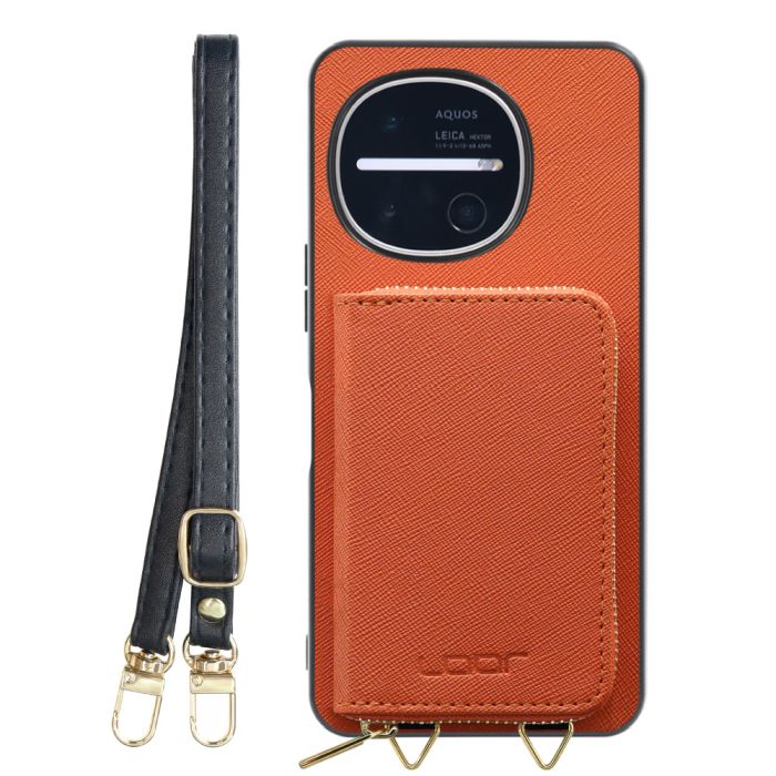 [ LOOF CASUAL-SHELL POUCH ] AQUOS R11 SH-51G SH-M35 ケース ショルダー スマホショルダー 背面 収納 ポーチ付き カバー スマホケース ストラップ レザー [ AQUOS R11 ]