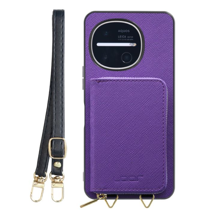 [ LOOF CASUAL-SHELL POUCH ] AQUOS R11 SH-51G SH-M35 ケース ショルダー スマホショルダー 背面 収納 ポーチ付き カバー スマホケース ストラップ レザー [ AQUOS R11 ]