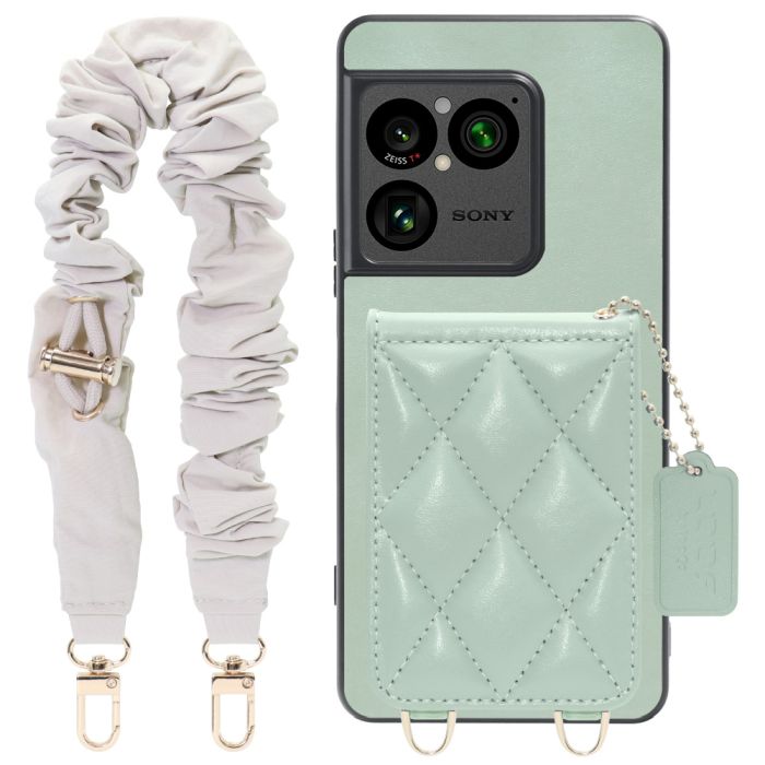 [ LOOF SWEET-SHELL SHUSHU ] Xperia 1 VIII XQ-GE44 SO-51G スマホケース キルティング加工のカードケース付き シュシュストラップ付き マグネット内蔵 カード収納 本革 パステルカラー [ Xperia 1 VIII ]