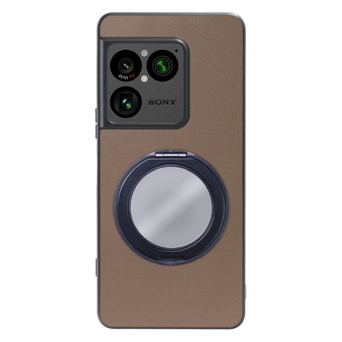 [ LOOF RING-SHELL (ミラー Ver.) ] Xperia 1 VIII XQ-GE44 SO-51G スマホケース 背面 ケース カバー ミラー付きスマホリング スタンド 本革 レザー 落下防止  [ Xperia 1 VIII ]