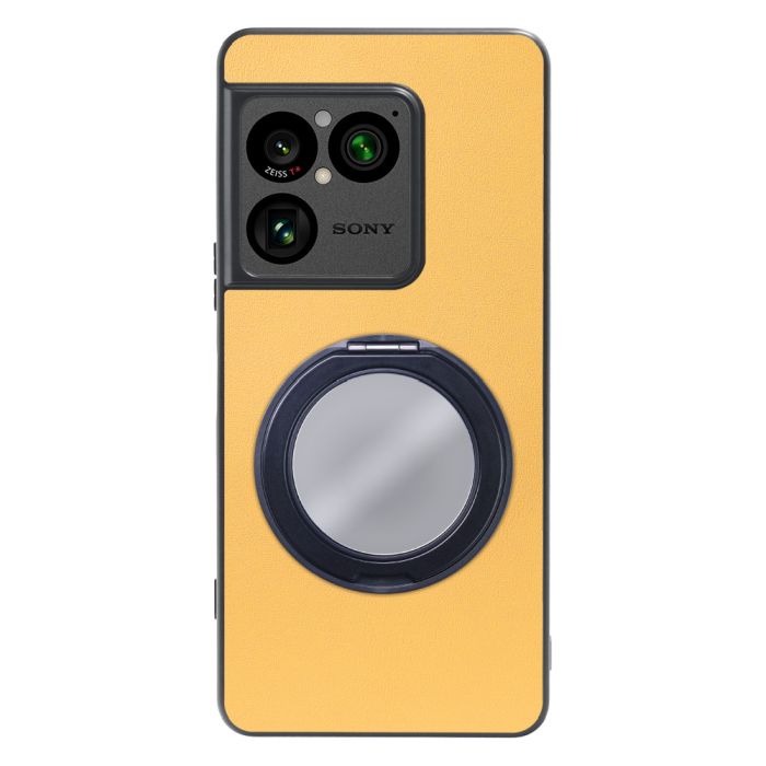 [ LOOF RING-SHELL (ミラー Ver.) ] Xperia 1 VIII XQ-GE44 SO-51G スマホケース 背面 ケース カバー ミラー付きスマホリング スタンド 本革 レザー 落下防止  [ Xperia 1 VIII ]