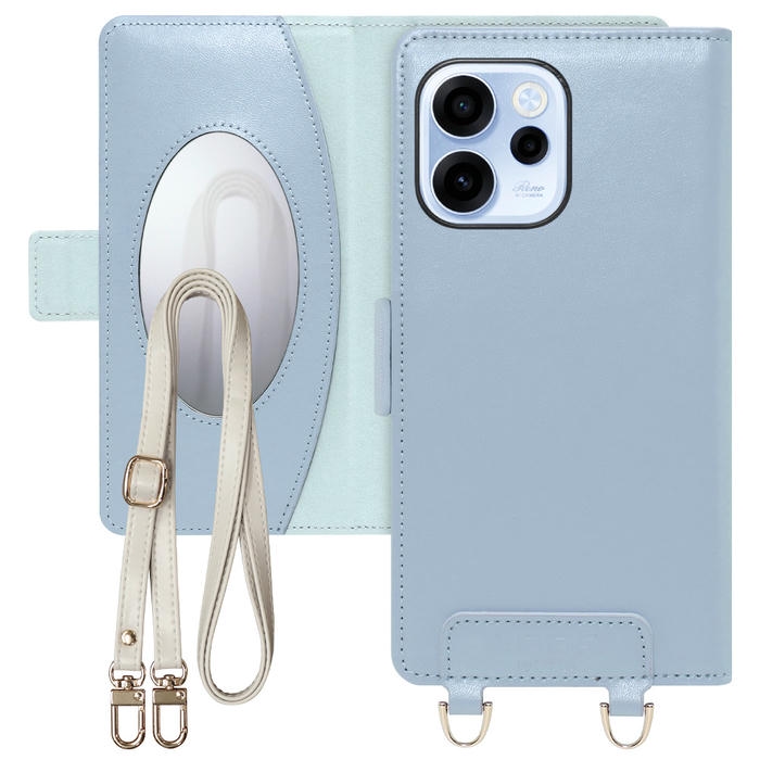 [ LOOF SWEET MIRROR ] OPPO Reno15 A CPH2801 A601OP スマホケース  ショルダー付き手帳型スマホケース ミラー付き カードポケット 本革 [ OPPO Reno15 A ]