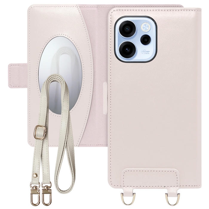 [ LOOF SWEET MIRROR ] OPPO Reno15 A CPH2801 A601OP スマホケース  ショルダー付き手帳型スマホケース ミラー付き カードポケット 本革 [ OPPO Reno15 A ]