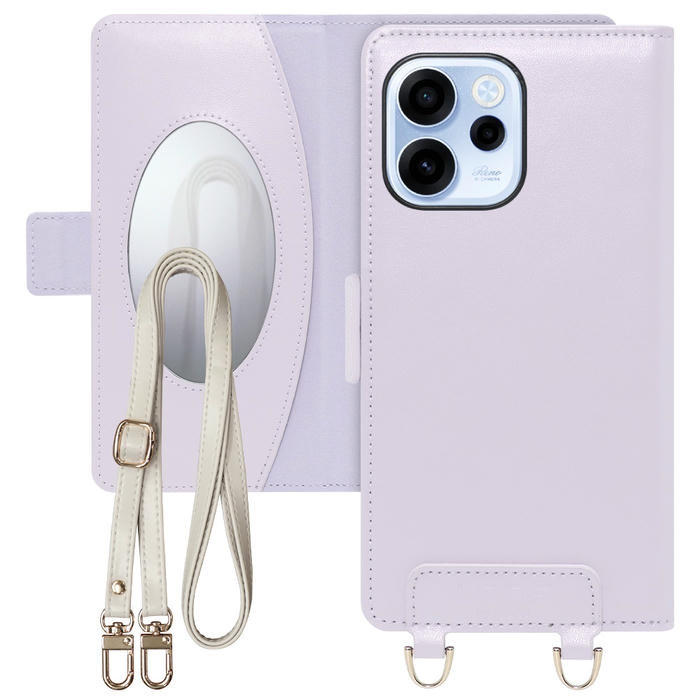[ LOOF SWEET MIRROR ] OPPO Reno15 A CPH2801 A601OP スマホケース  ショルダー付き手帳型スマホケース ミラー付き カードポケット 本革 [ OPPO Reno15 A ]