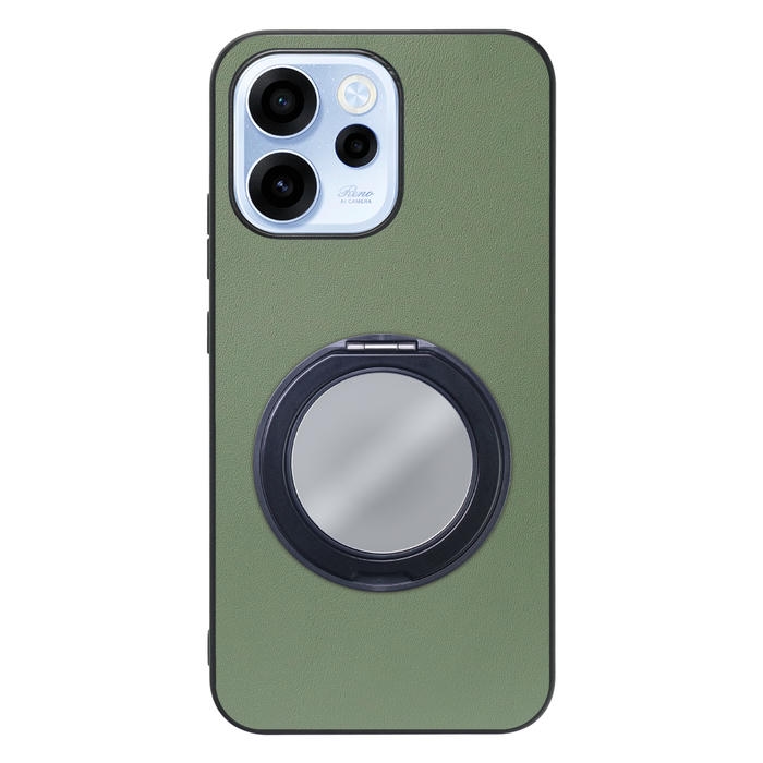 [ LOOF RING-SHELL (ミラー Ver.) ] OPPO Reno15 A CPH2801 A601OP スマホケース 背面 ケース カバー ミラー付きスマホリング スタンド 本革 レザー 落下防止  [ OPPO Reno15 A ]