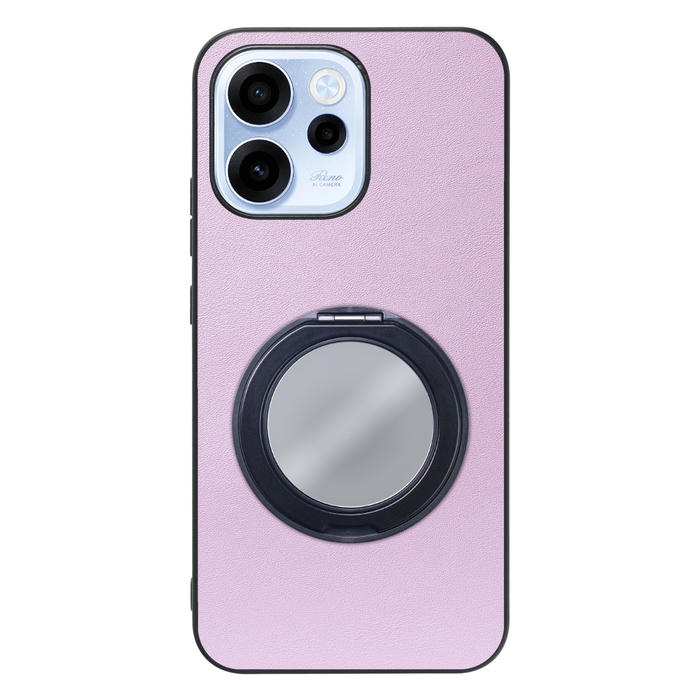 [ LOOF RING-SHELL (ミラー Ver.) ] OPPO Reno15 A CPH2801 A601OP スマホケース 背面 ケース カバー ミラー付きスマホリング スタンド 本革 レザー 落下防止  [ OPPO Reno15 A ]