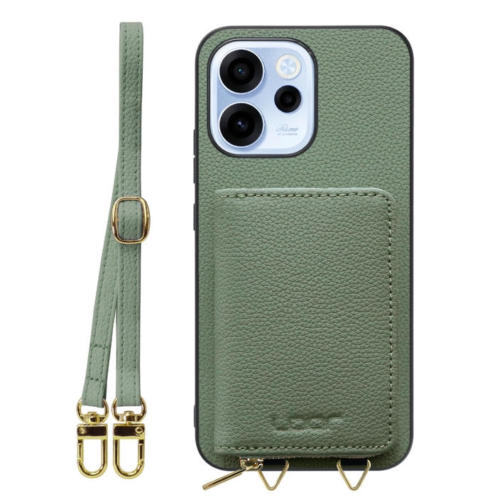[ LOOF LUXURY-SHELL POUCH ] OPPO Reno15 A CPH2801 A601OP ケース ショルダー スマホショルダー 背面 収納 ポーチ付き カバー スマホケース ストラップ 本革 [ OPPO Reno15 A ]