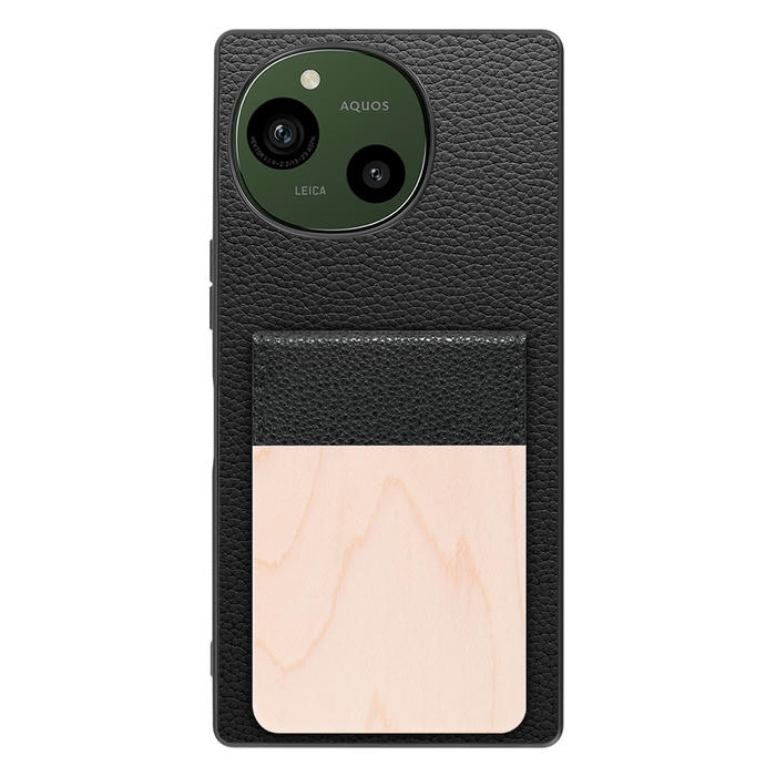 [ LOOF NATURE-SHELL ] AQUOS R9 / R10 SH-51E SH-51F ケース 背面 カード収納 カード入れ カードポケット カバー スマホケース 天然木 本革 [ AQUOS R9 / R10 ]