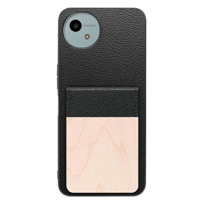 [ LOOF NATURE-SHELL ] AQUOS wish4 SH-52E ケース 背面 カード収納 カード入れ カードポケット カバー スマホケース 天然木 本革 [ AQUOS wish4 ]