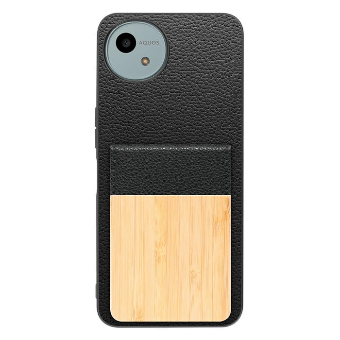 [ LOOF NATURE-SHELL ] AQUOS wish4 SH-52E ケース 背面 カード収納 カード入れ カードポケット カバー スマホケース 天然木 本革 [ AQUOS wish4 ]