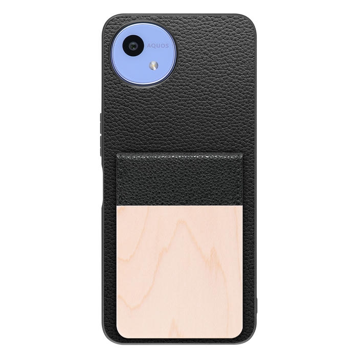 [ LOOF NATURE-SHELL ] AQUOS wish5 アクオス SH-52F ケース 背面 カード収納 カード入れ カードポケット カバー スマホケース 天然木 本革 [ AQUOS wish5 ]