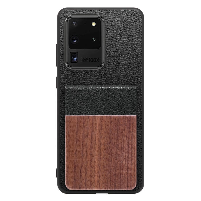 [ LOOF NATURE-SHELL ] Galaxy S20 Ultra s20ultra ケース 背面 カード収納 カード入れ カードポケット カバー スマホケース 天然木 本革 [ Galaxy S20 Ultra 5G ]